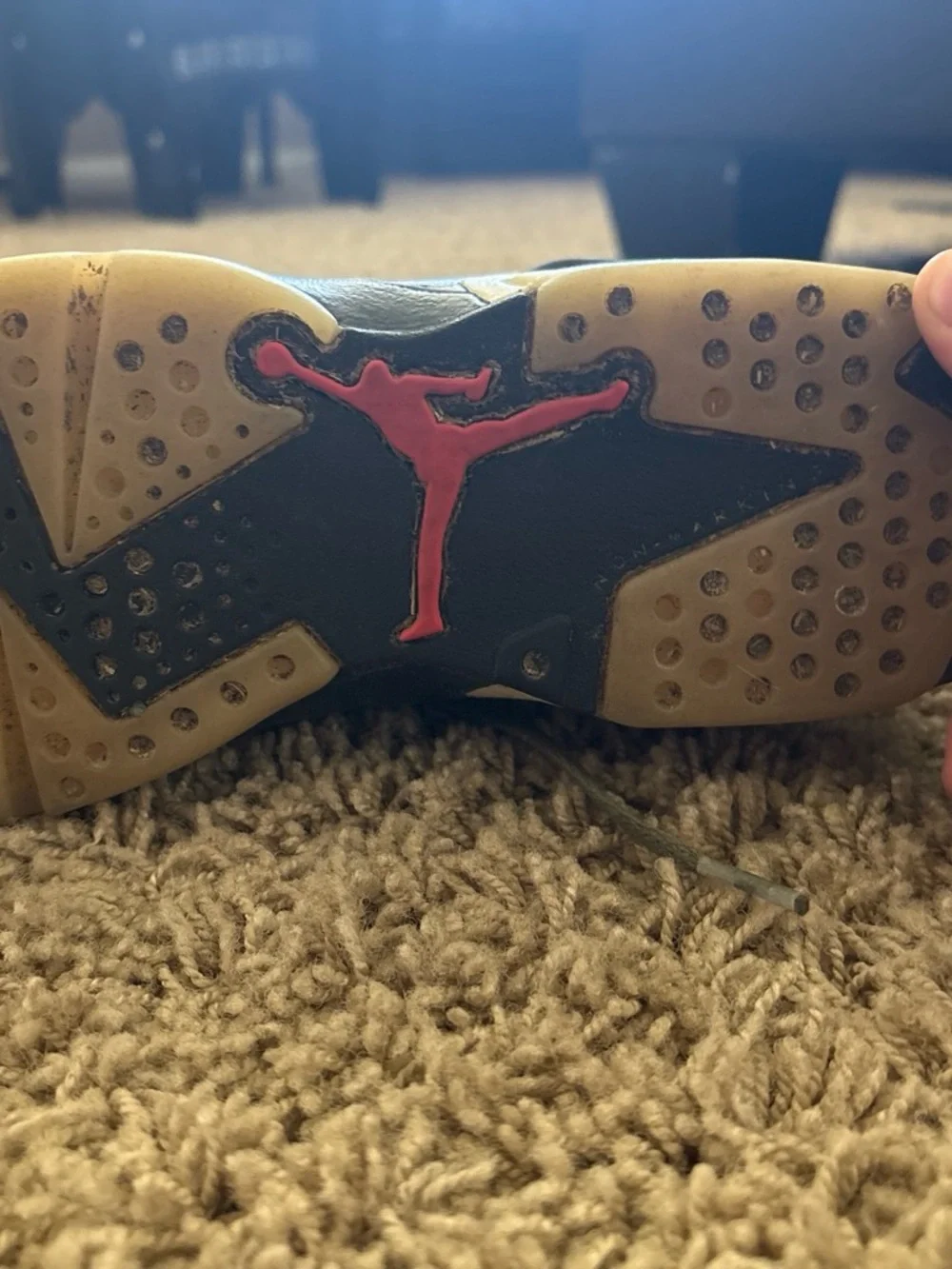 Jordan Olive Green and Black Suede Sneakers with Red Accents